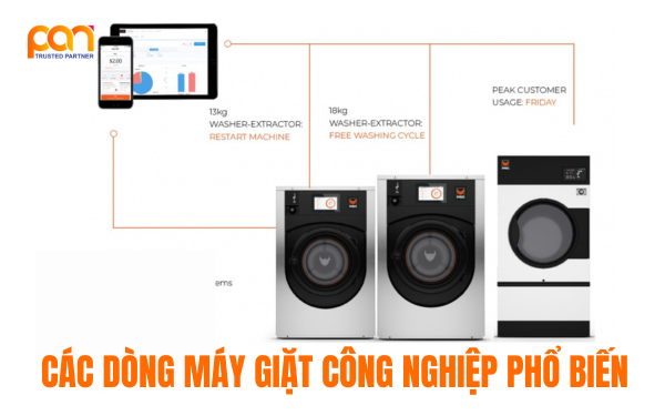 Các dòng máy giặt công nghiệp phổ biến theo thương hiệu